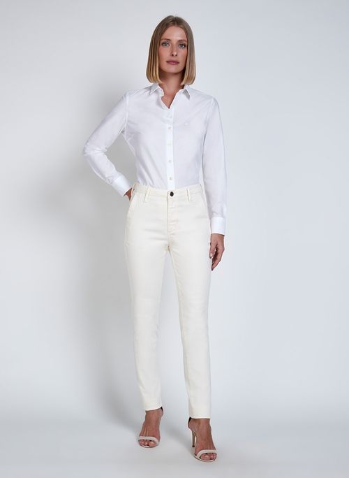 Camisa Dudalina Luxury Cetim  de Algodão Liso Feminina