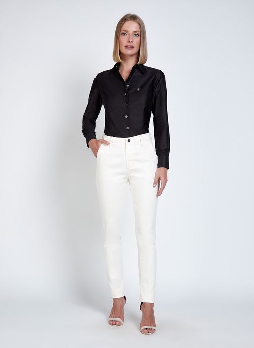 Camisa Dudalina Luxury Cetim  de Algodão Liso Feminina