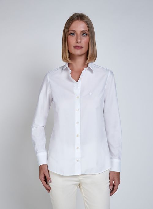 Camisa Dudalina Luxury Cetim  de Algodão Liso Feminina