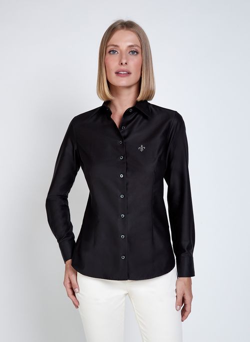 Camisa Dudalina Luxury Cetim  de Algodão Liso Feminina