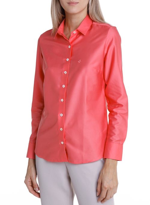 Camisa Regular Cetim de Algodão Feminina Dudalina