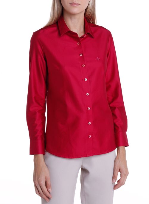 Camisa Regular Cetim de Algodão Feminina Dudalina