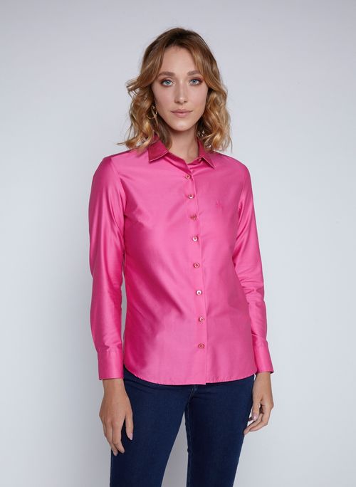 Camisa Regular Cetim de Algodão Feminina Dudalina