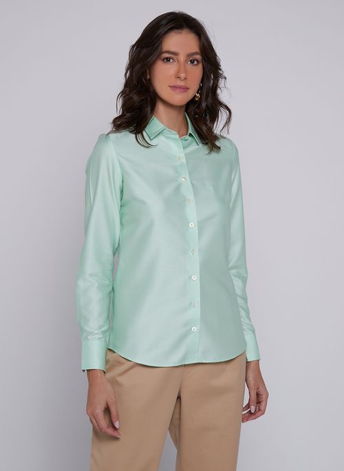 Camisa Regular Cetim de Algodão Feminina Dudalina