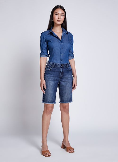 Bermuda Jeans Dudalina Relax Feminina