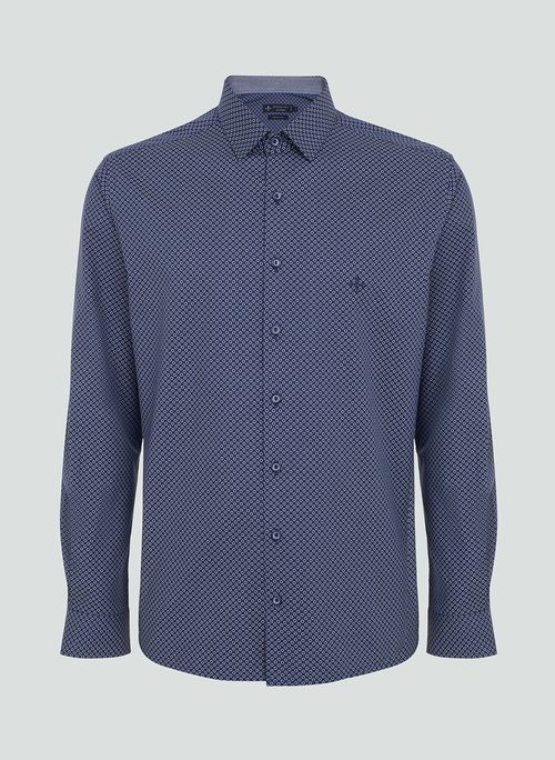 Camisa Slim Mini Print Dudalina Masculina