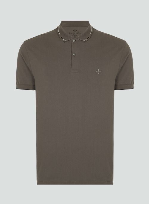 Polo Piquet Jacquard Gola Dudalina Masculina