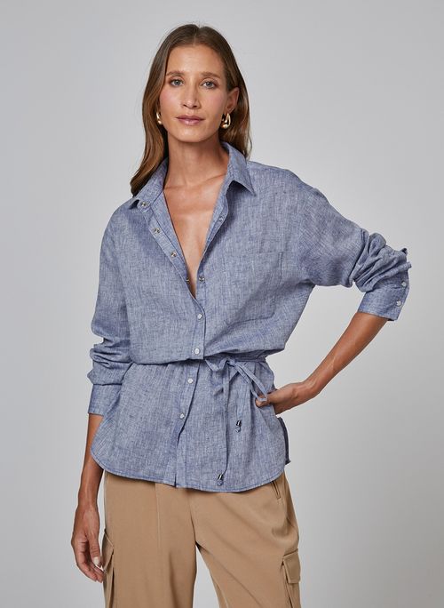 Camisa Parka Linen Blend Dudalina Feminina