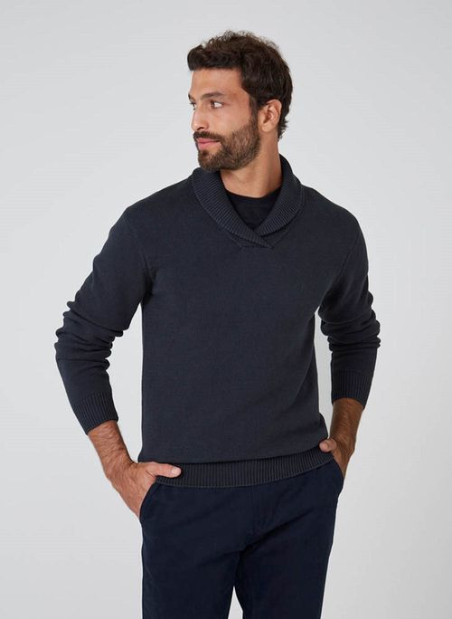 Suéter Tricot Gola Xale Cotton Dudalina Masculina