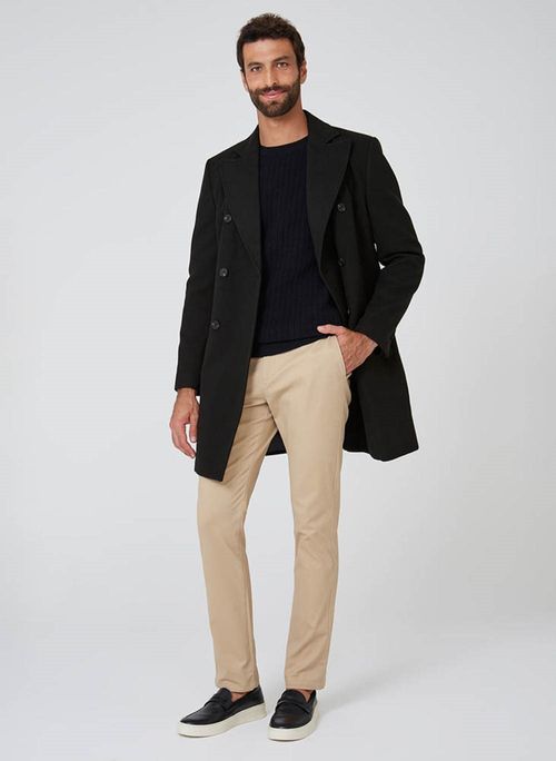 Overcoat de Lã Com Botão Dudalina Masculino