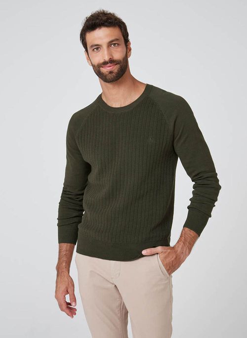 Suéter Tricot Raglan Textura Dudalina Masculino