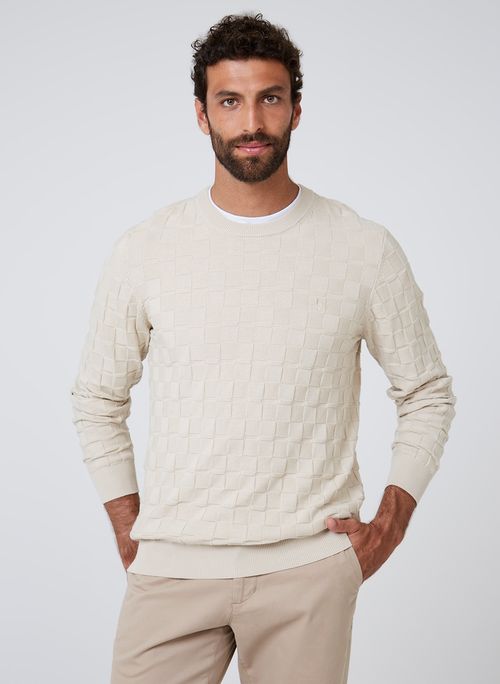 Suéter Tricot Textura Quadrile Dudalina Masculina