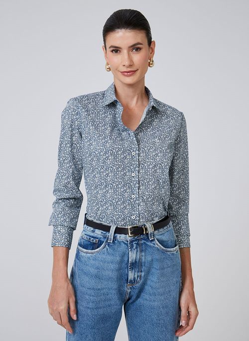 Camisa Slim Estampa Floral Dudalina Feminina