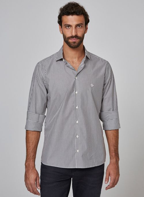 Camisa Slim Listrada Fio 100 Dudalina Masculina