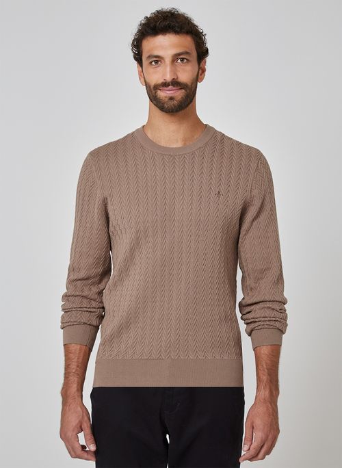 Suéter Tricot Textura Chevron Dudalina Masculina