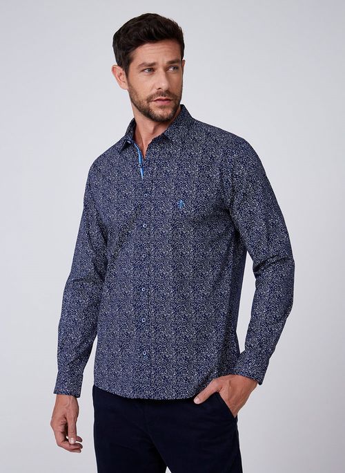 Camisa Slim Mini Print Dudalina Masculina