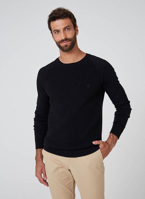 Suéter Tricot Raglan Textura Dudalina Masculina