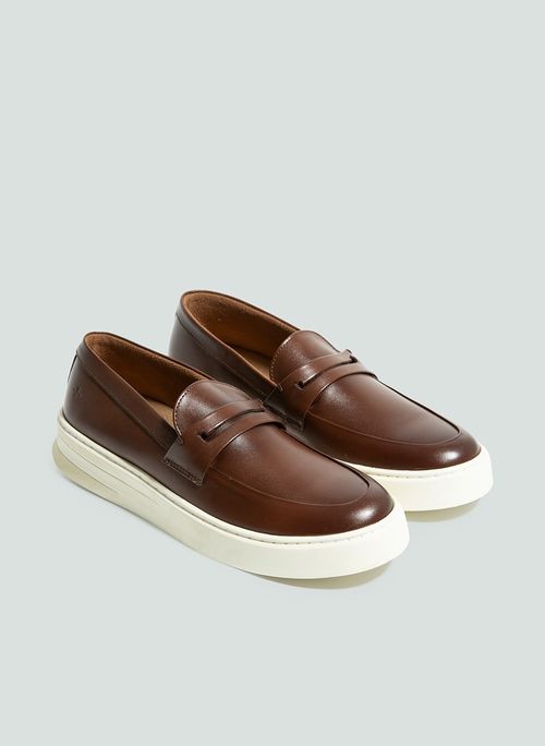 Tênis Couro Loafer Marrom Dudalina Masculino