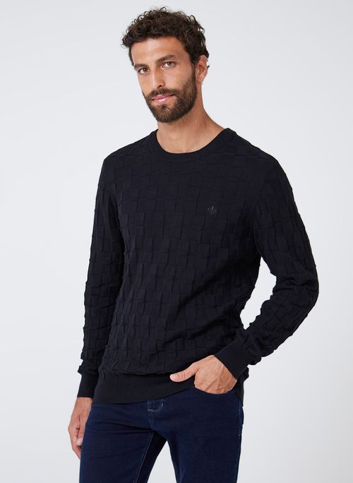 Suéter Tricot Textura Quadrile Dudalina Masculina