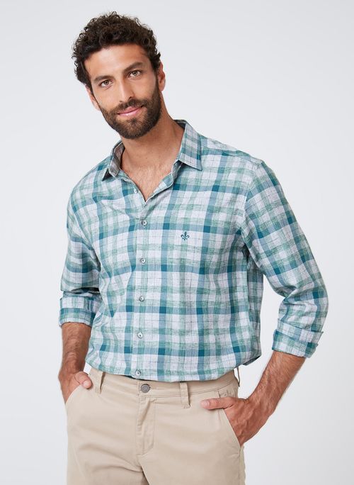 Camisa Slim Melange Xadrez Dudalina Masculina