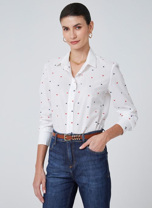 Camisa Regular Corações Dudalina Feminina