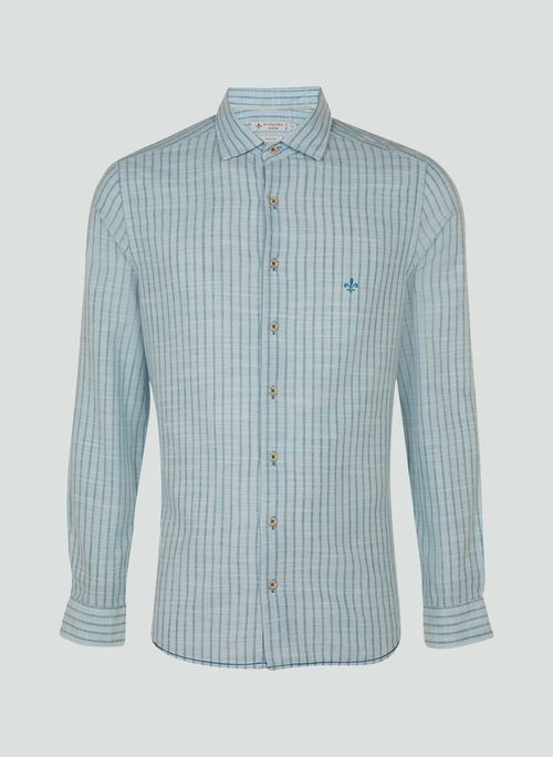 Camisa Slim Milano Listrada Slub Dudalina Masculina