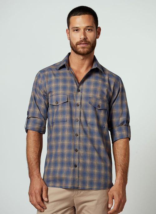 Camisa Slim Xadrez Melange Dudalina Masculina