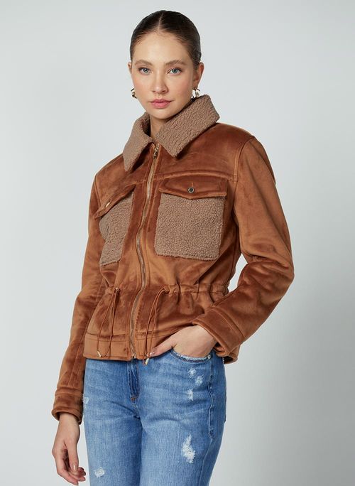 Jaqueta Detalhes Sheepskin Dudalina Feminina