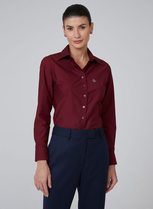 Camisa Dudalina Luxury Cetim  de Algodão Liso Feminina