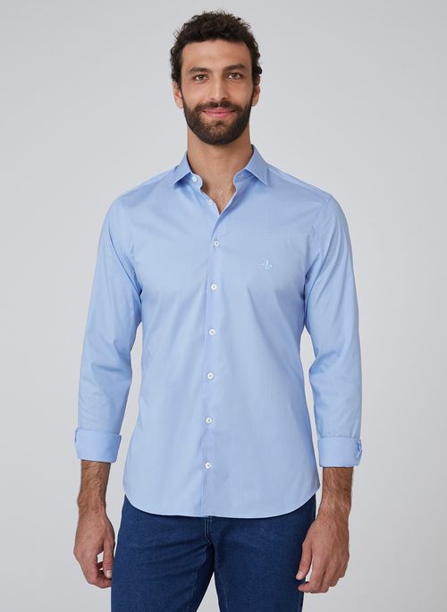 Camisa Dudalina Ml Tricoline Lisa Stretch Masculina