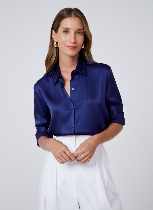 Camisa Diane Cetim de Seda Dudalina Feminina