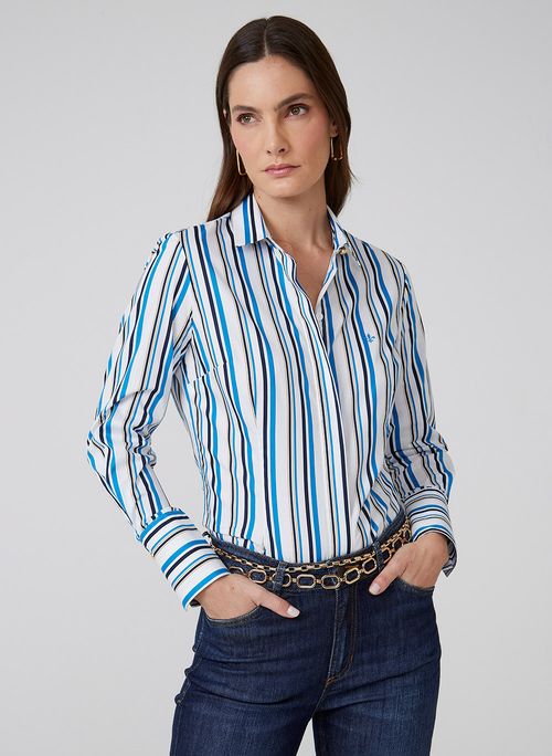 Camisa Slim Listrada Dudalina Feminina