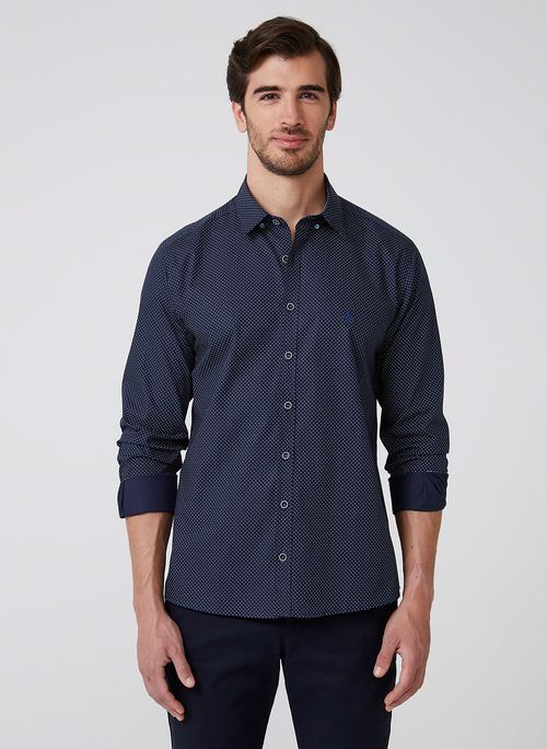 Camisa Slim Mini Print Dudalina Masculina