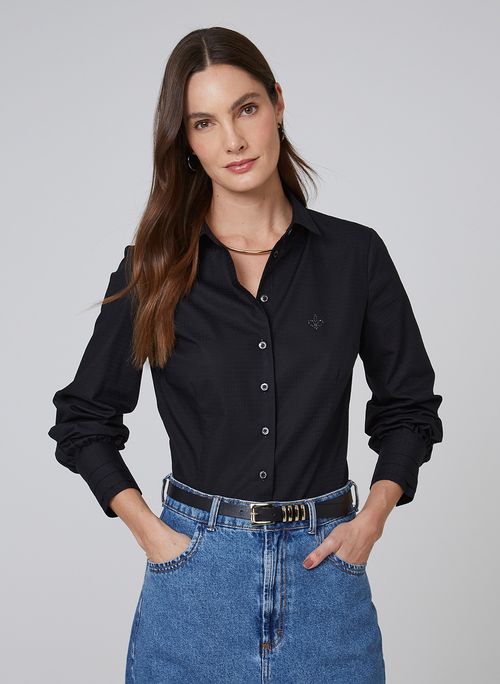 Camisa Slim Maquinetada Cristal Dudalina Feminina