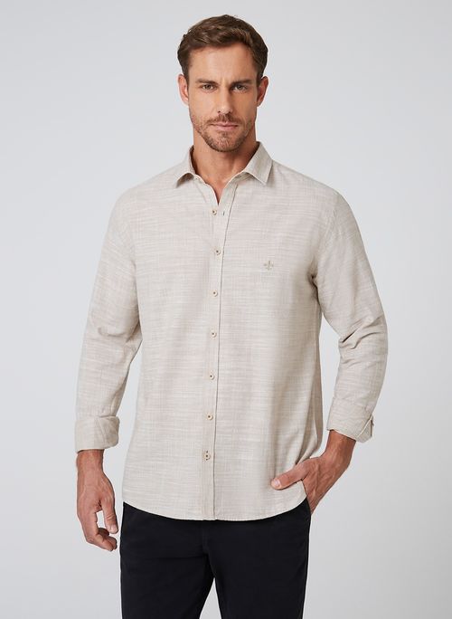 Camisa Slim Slub Listrada Dudalina Masculina