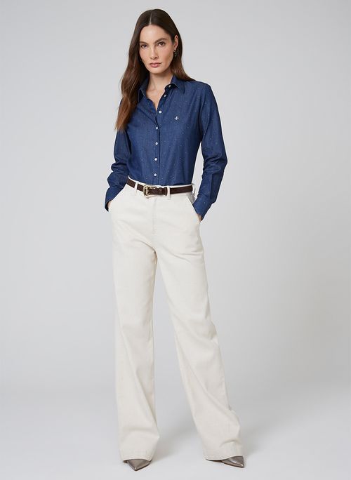 Camisa Jeans Regular Estampa Dudalina Feminina