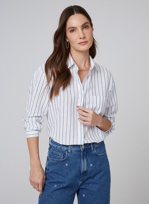 Camisa Overshirt Listrada Dudalina Feminina