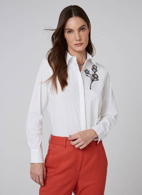 Camisa Bordado Dudalina Feminina