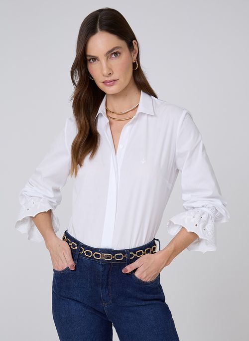 Camisa Regular Punho Bordado Dudalina Feminina