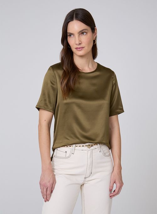 Blusa Regular Detalhe Malha Dudalina Feminina