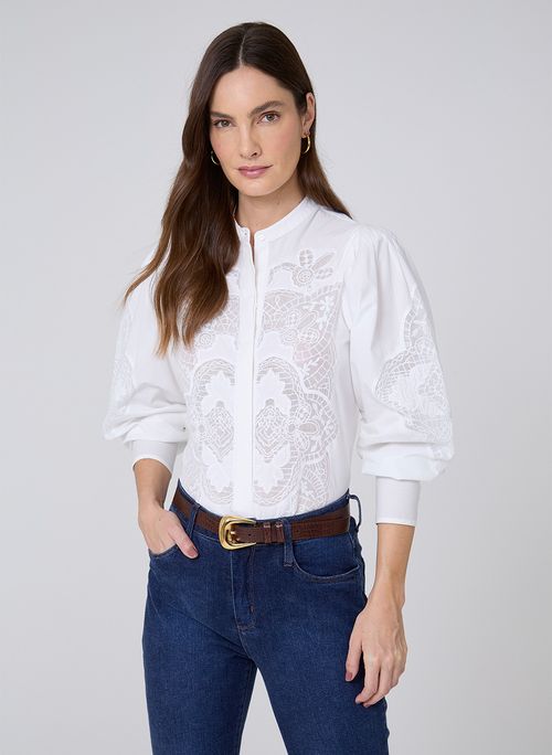 Camisa Bordada Dudalina Feminina