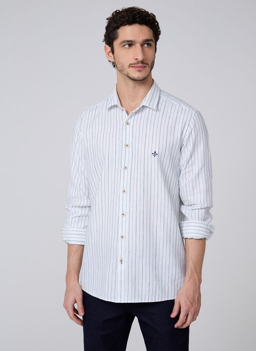 Camisa Slim Linenblend Listrada Dudalina Masculina