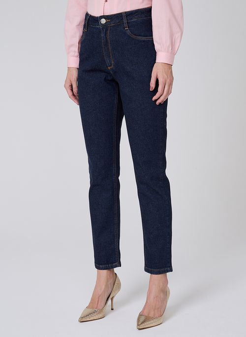 Calça Jeans Mom Detalhe Dourado Dudalina Feminina