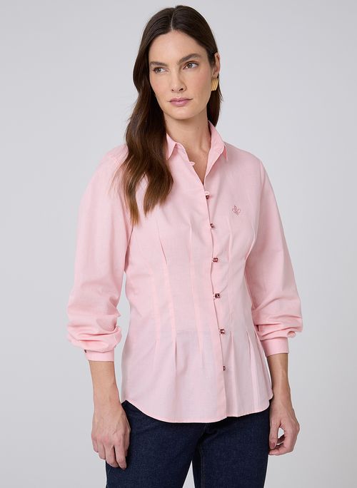 Camisa Lisa Prega Cristal Dudalina Feminina