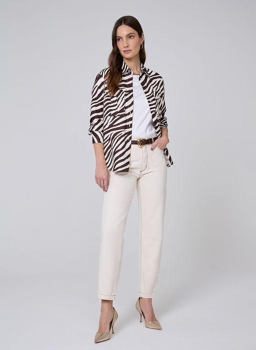 Camisa Bolsos Zebra Dudalina Feminina