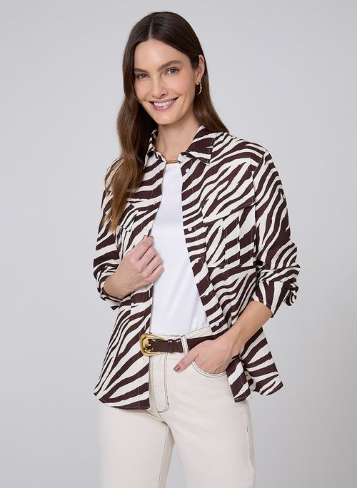 Camisa Bolsos Zebra Dudalina Feminina