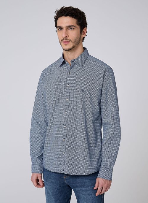 Camisa Slim Mini Print Dudalina Masculina