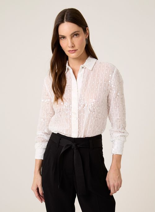 Camisa Regular Paetê Dudalina Feminina