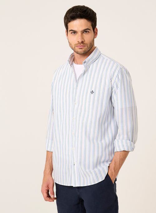 Camisa Comfort Slub Listrada Dudalina Masculina