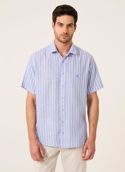 Camisa Comfort Slub Listrada Dudalina Masculina